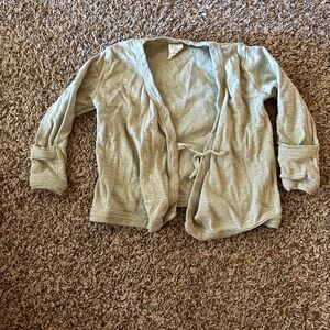 kate quinn light sage green tie-front cardigan